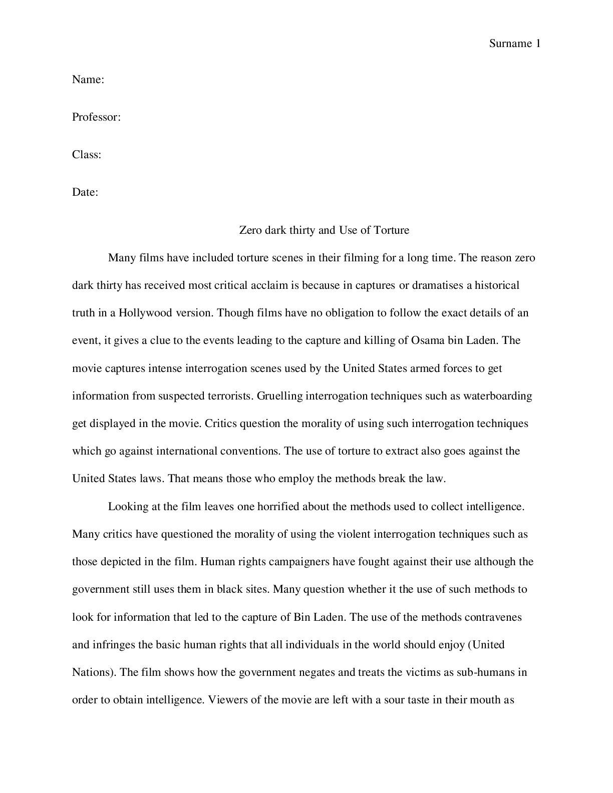 Preview image for Zero dark thirty and Use of Torture